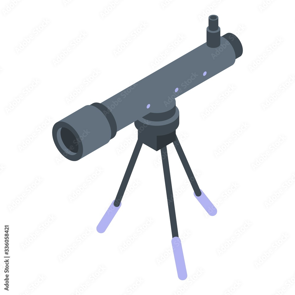 Home telescope icon. Isometric of home telescope vector icon for web design isolated on white background Home telescope icon. Isometric of home telescope vector icon for web design isolated on white background