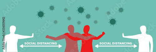 Social distancing concept, keep distance from infected person, Coronavirus pandemic 2019-ncov prevention, Virus spread prevention. Quarantine measures concept