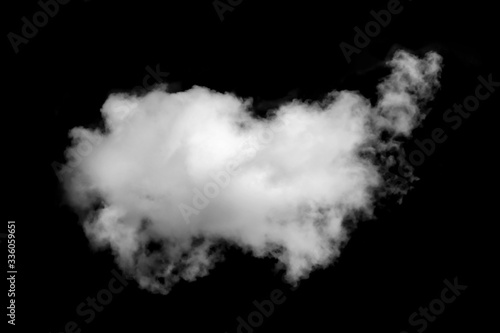 White cloud on a black isolated background for pasting in image in overlay mode