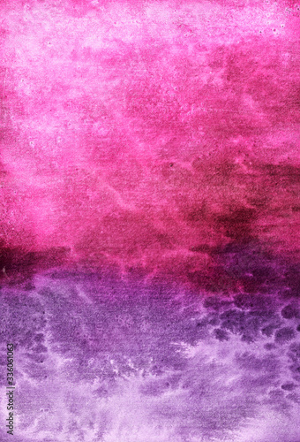 Fototapeta Naklejka Na Ścianę i Meble -  Abstract background, hand drawn texture, watercolor painting, splashes, drops of paint, paint smears. Purple amethyst and rose quartz. Design for backgrounds, wallpapers, packaging.