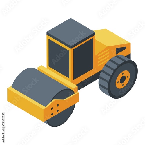 Road roller icon. Isometric of road roller vector icon for web design isolated on white background