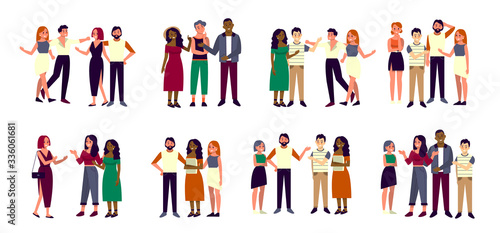 Group of happy friend of different race and gender set. Young friends