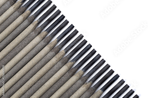 welding electrodes on white background. closeup