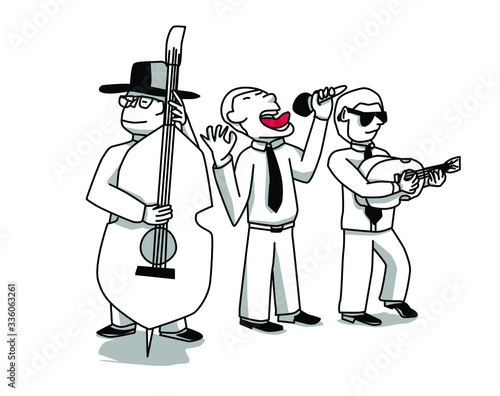 Three jazzmen play a destructive melody full of passion and fire. Musicians at the peak of fame