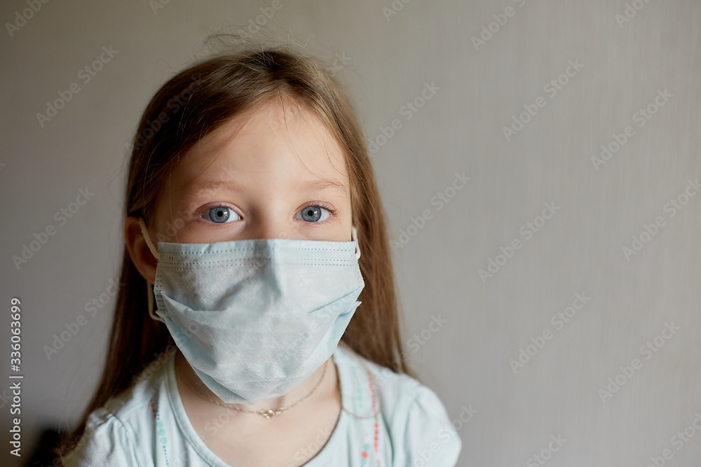 self-isolation and quarantine, portrait of a girl in a medical mask, protection from viruses and diseases self-isolation and quarantine, portrait of a girl in a medical mask, protection from viruses and diseases