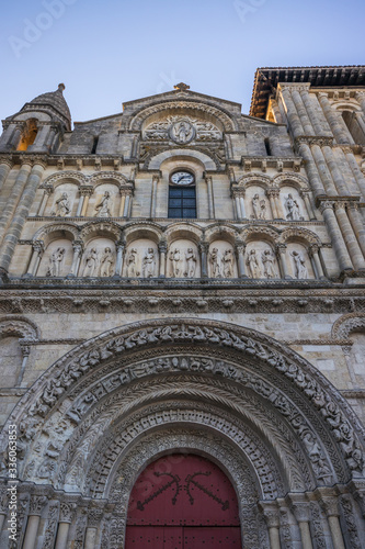 Close-up of Sainte-Croix church  the Church of the Holy Cross  a Roman Catholic abbey church located in Bordeaux  southern France.