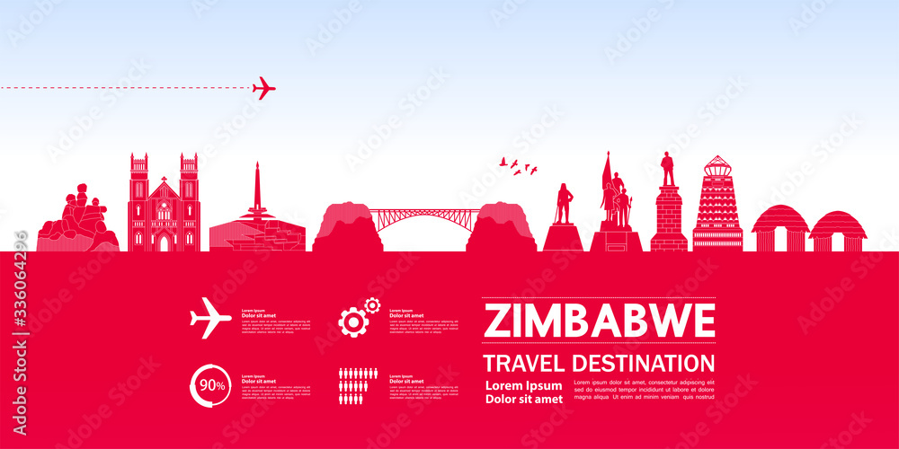 Zimbabwe travel destination grand vector illustration. 