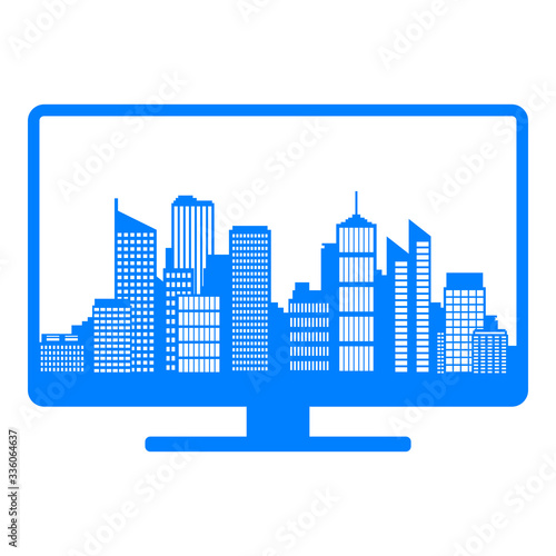 Stadtsilhouette und Monitor