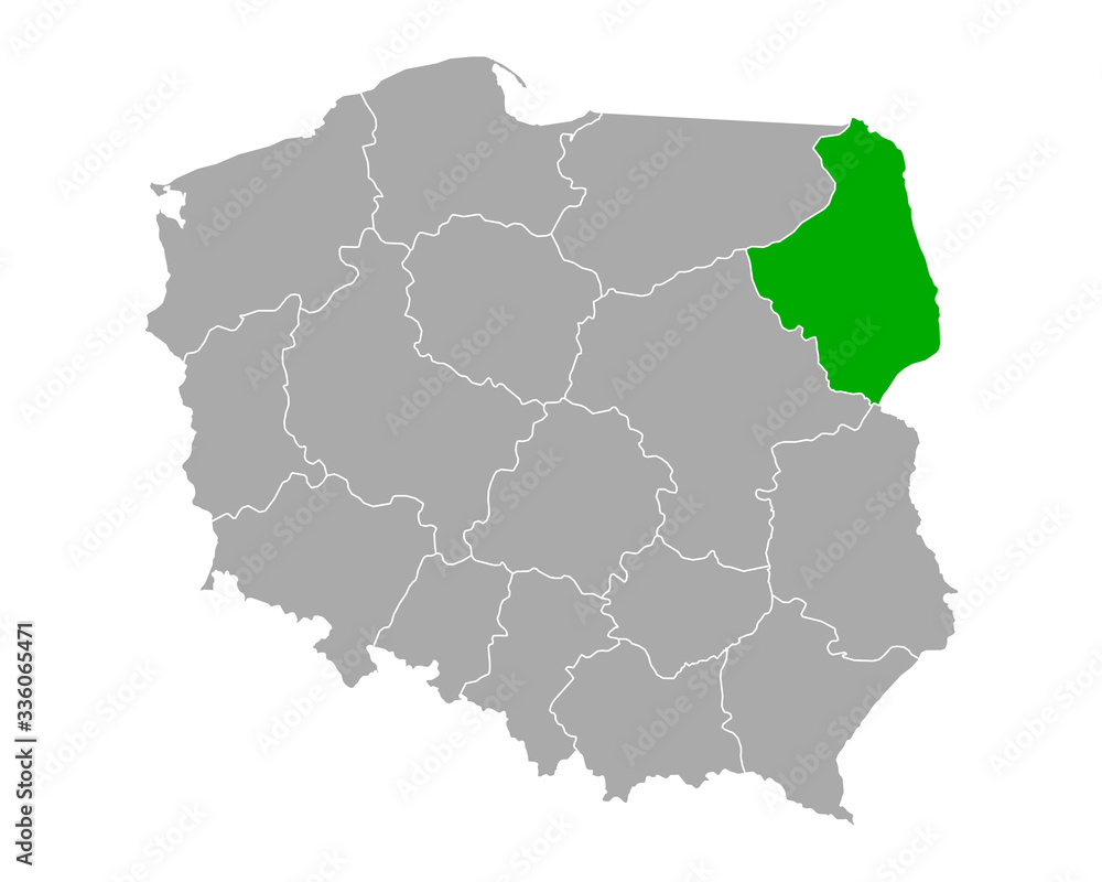 Obraz premium Karte von Podlaskie in Polen