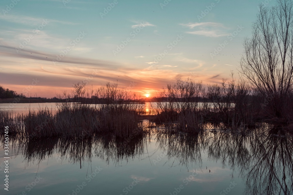 sunset over the river