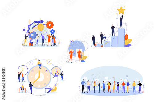 Soft skills, business, confidence, success, communication, win, time management set