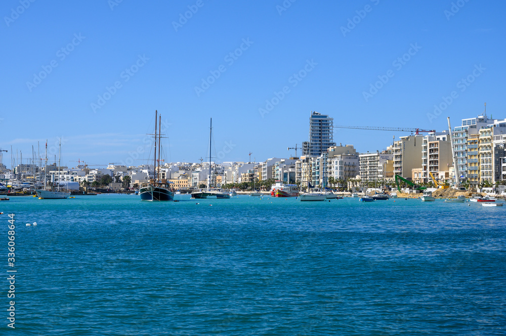 The harbour area of the town of Sliema,Malta.