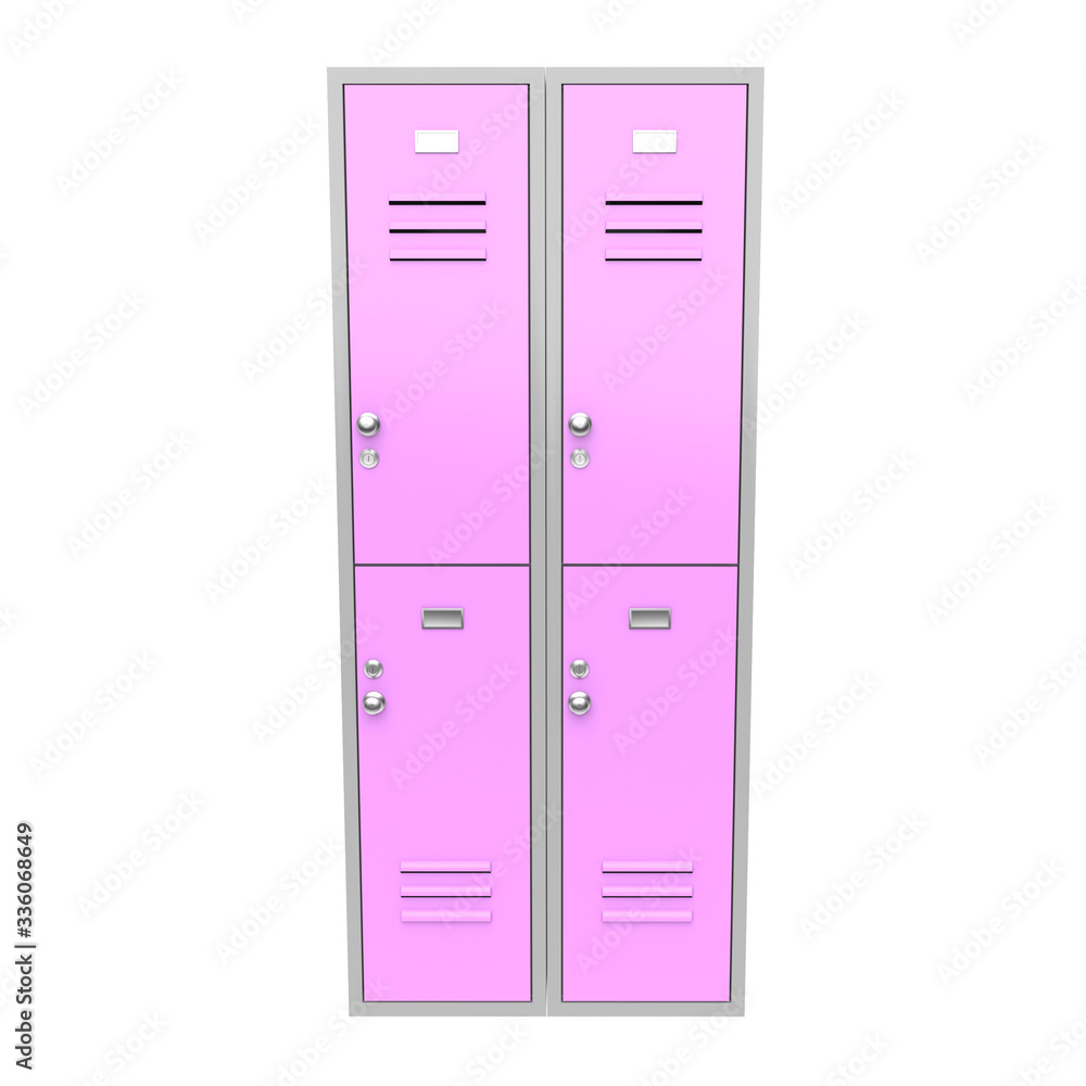 Pink metal locker. Two level compartment. 3d rendering illustration Pink metal locker. Two level compartment. 3d rendering illustration