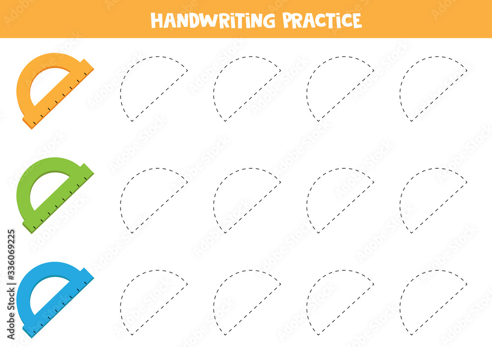 Handwriting practice with colorful rulers. Trace the lines. Handwriting practice with colorful rulers. Trace the lines.