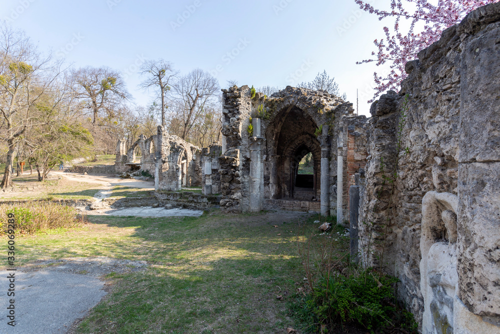 Artificial ruins in the english garden of Tata, Hungary.
