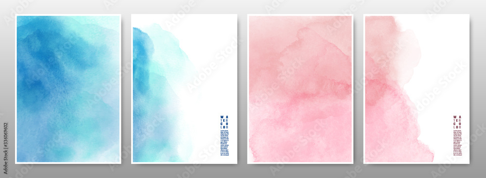 Blue and pink the watercolor background set