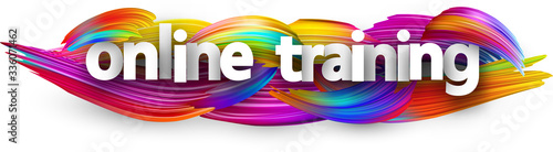 Online training over brush strokes background.