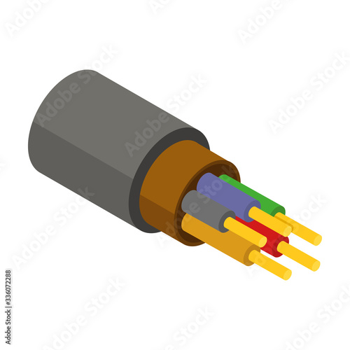 Fiber cable vector icon. Isometric vector icon isolated on white background fiber cable.