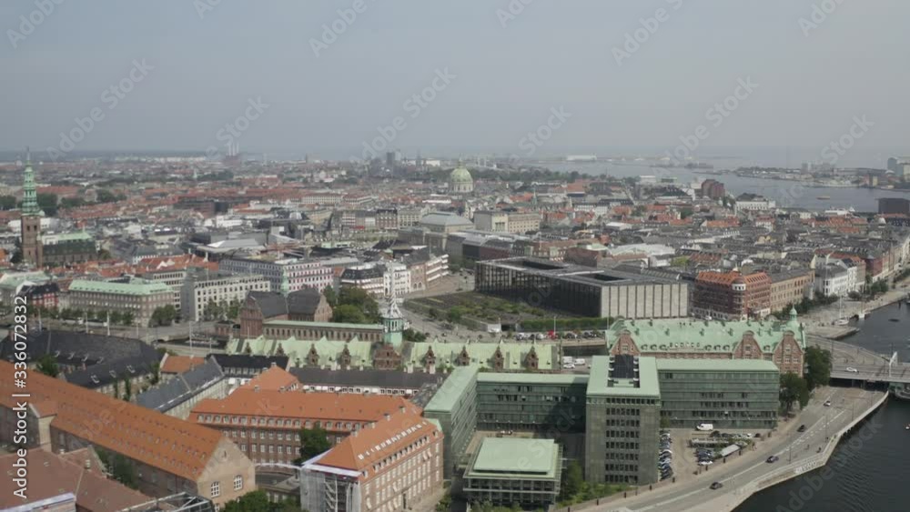 Sunny skyline drone shot of Copenhagen in Denmark Sunny skyline drone shot of Copenhagen in Denmark