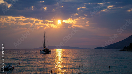 Quiet warm evening. Beautiful sunset on the Adriatic