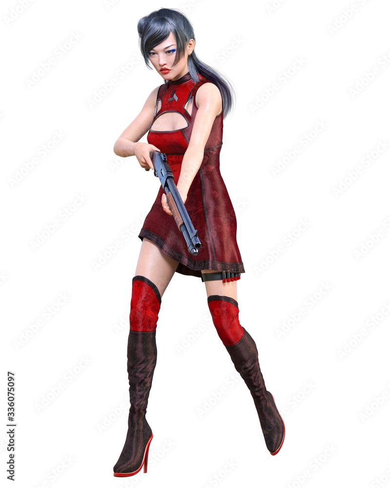 3D japanese warrior amazon woman render. 3D japanese warrior amazon woman render.