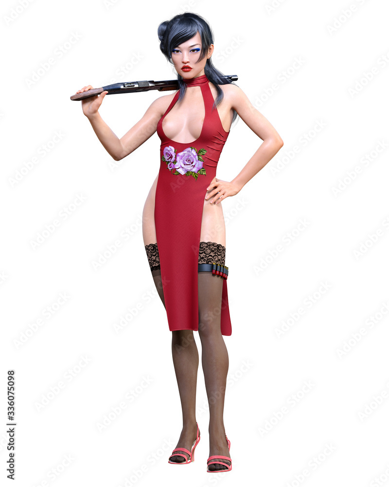 3D japanese warrior amazon woman render. 3D japanese warrior amazon woman render.