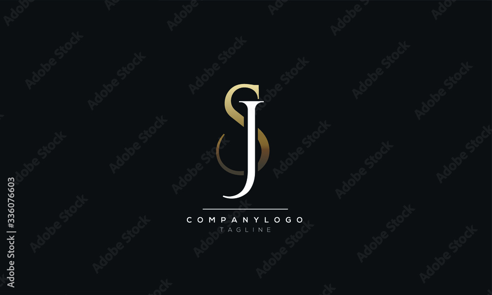 SJ JS S J alphabet abstract initial letter logo design vector template