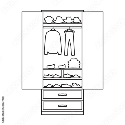 Wardrobe for clothes vector icon.Outline vector icon isolated on white background wardrobe for clothes .