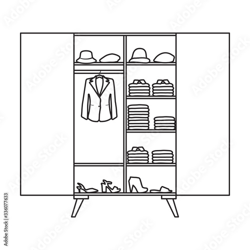 Closet vector icon.Outline vector icon isolated on white background closet .