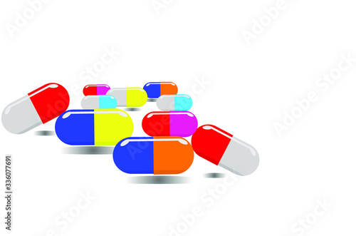 White isollated background copy space texture have medicine vector graphic creative 3d red yellow blue pink orange color.Use treatment protect Covid19 ncov coronavirus disease pandemic outbreak alert