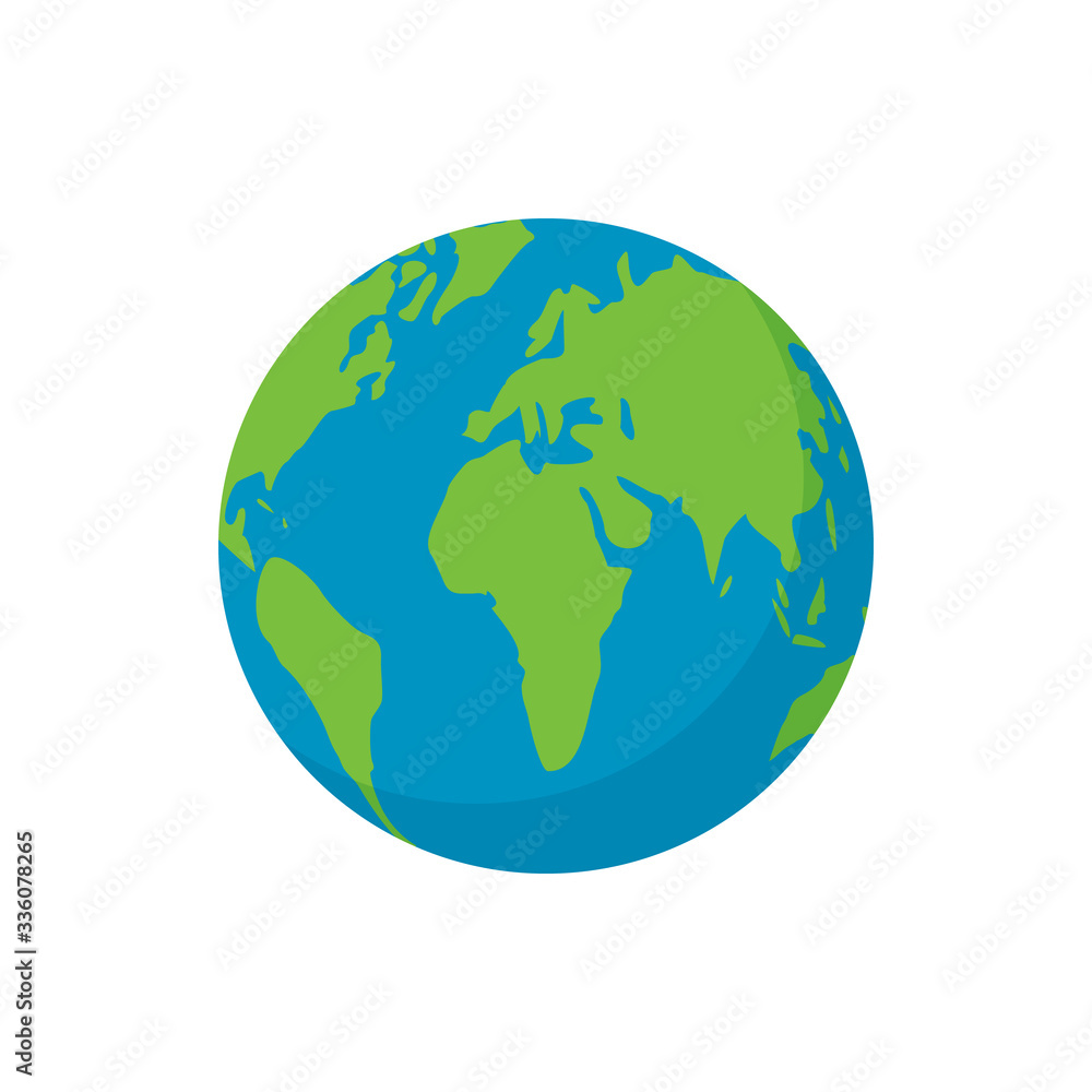 Vector Earth icon graphic in flat style isolated background