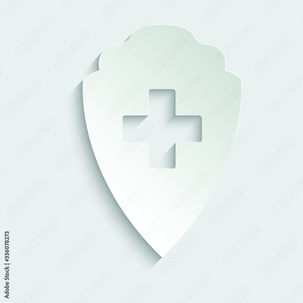 Paper Medical shield icon. Medical protection sign Paper Medical shield icon. Medical protection sign