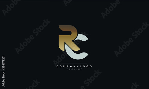 RC CR R C alphabet abstract initial letter logo design vector template