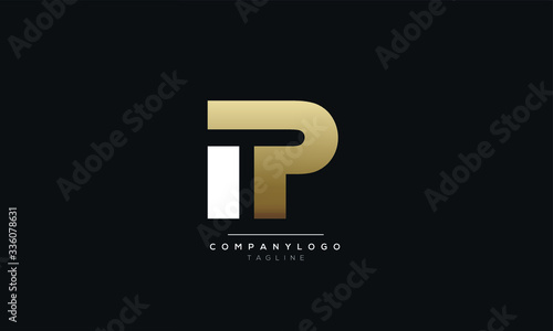 IP PI I P alphabet abstract initial letter logo design vector template