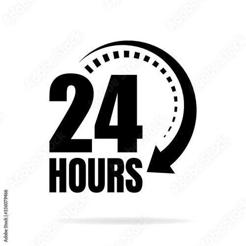 24 hours of work. Open round the clock icon, isolated on white background. Stylized on a white background vector icon.
