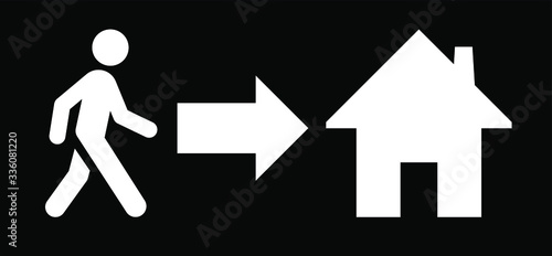 Go home pictogram icon. Keep healthy and help others. Quarantine precaution to stay safe from Coronavirus COVID-19 Virus. Drawing illustration. Corona global problem spread viral.