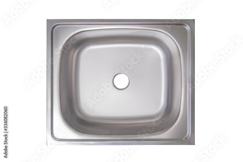 Kitchen stainless steel sink isolated on white background