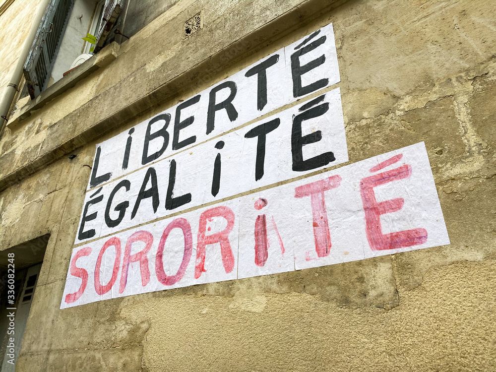 Protest poster pasted by members of a feminist movement saying Protest poster pasted by members of a feminist movement saying