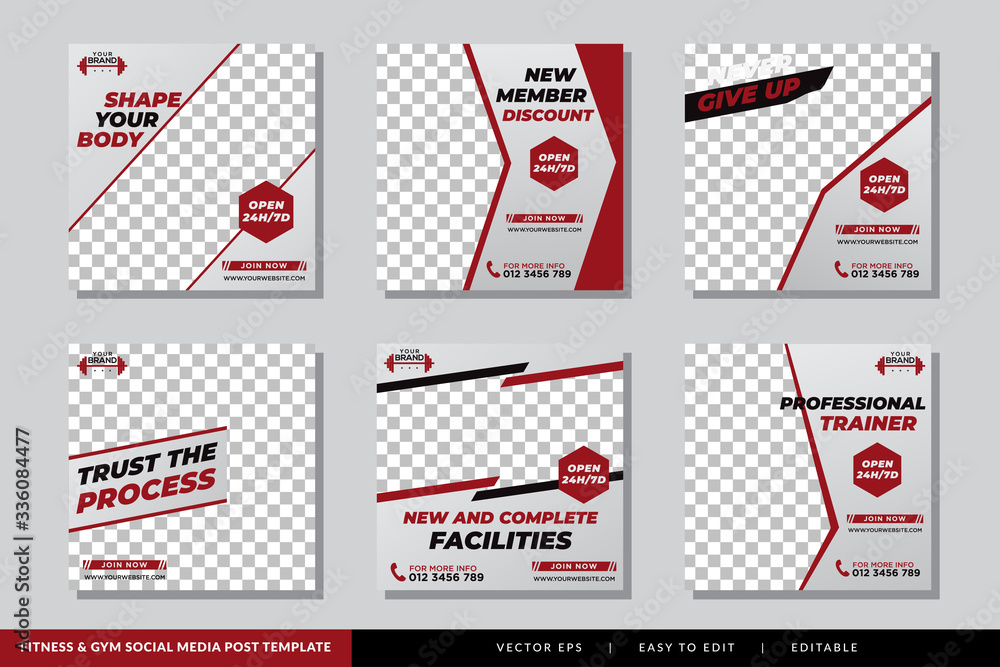 Gym Fitness social media post design template Premium Vector Gym Fitness social media post design template Premium Vector