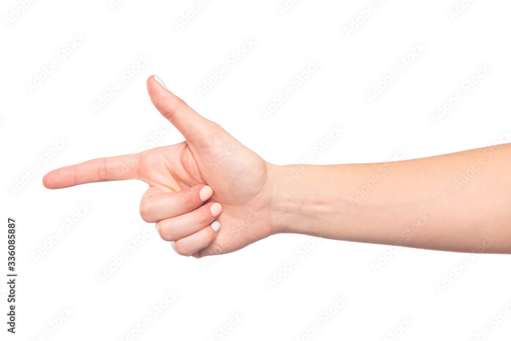 female hand isolated on white background showing hand gestures - Image female hand isolated on white background showing hand gestures - Image