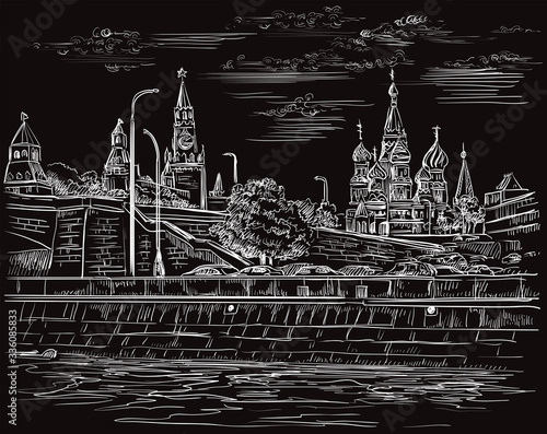 Black vector hand drawing Moscow 4