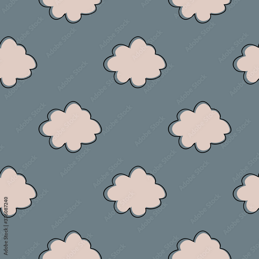 Obraz premium Geometric cloud sky seamless pattern. Simple cloudy texture wallpaper.