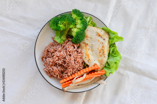 Chest Chicken clean food with vegetable
