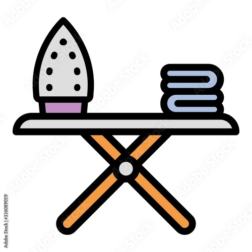 Iron on board icon. Outline iron on board vector icon for web design isolated on white background