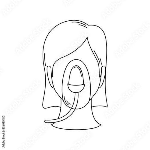 The patient is lying in the hospital on a ventilator. Fighting the coronavirus. Line art