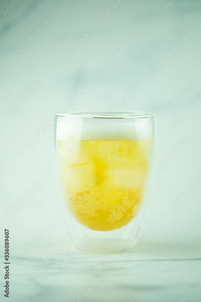 Glass with double walls for cold beer Glass with double walls for cold beer