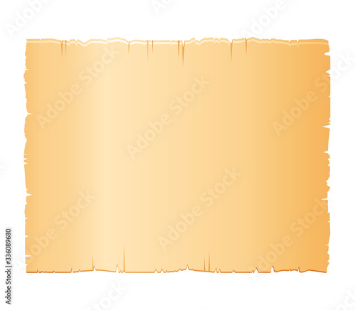 Papyrus scroll, parchment paper with old texture, vector banner isolated on white background. Vintage roll with wooden handles for map, old, bible, medieval letter. Ancient papyrus scroll