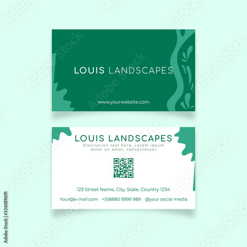 Natural business card with green colors template eps 10