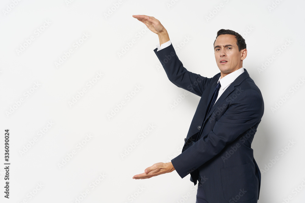 young businessman presenting something young businessman presenting something