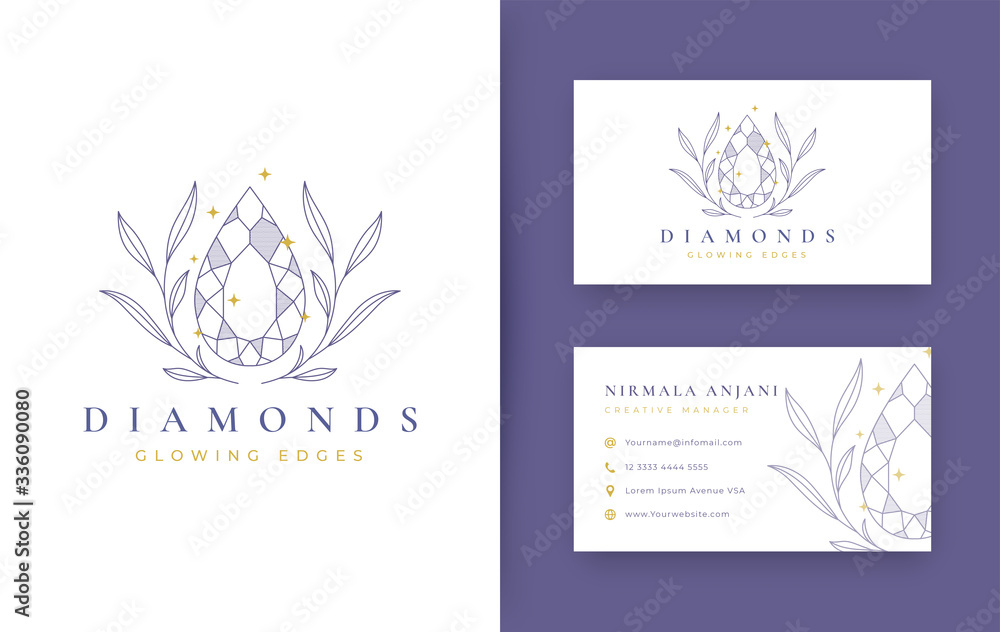 Floral with jewelry minimal logo design with business card